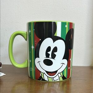 Christmas Disney Mickey Mouse Striped Green Mug